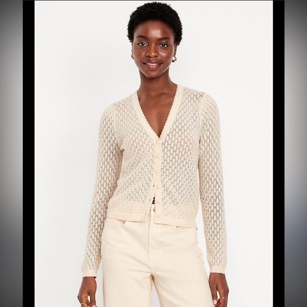 Old Navy SoSoft Lite V-Neck Pointelle Cardigan Sweater